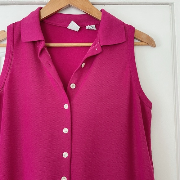 Women's Vintage Basic Essentials Polo Tank Sleeveless Pink Button-Up Top Size M - Picture 2 of 6
